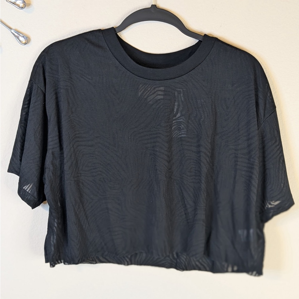 Chaser Black Shadow Cropped Short Sleeve Top XS NWT